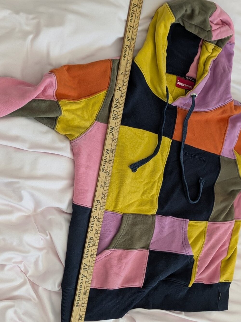Supreme Multi-Color Patchwork Hooded Sweatshirt Size Small - Picture 9 of 15